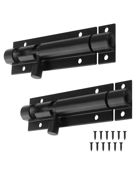 Paquete de 2 Cerraduras de Pestillo de Barril 75mm Aluminio Negra