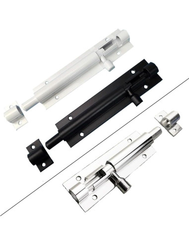 Paquete de 2 Cerraduras de Pestillo de Barril 75mm Aluminio Negra