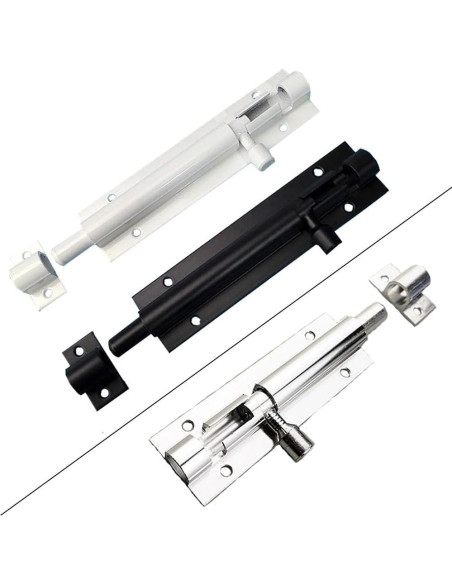 Paquete de 2 Cerraduras de Pestillo de Barril 75mm Aluminio Negra