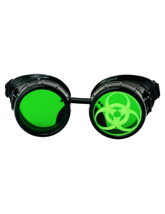 Gafas Steampunk UMBRELLALABORATORY verdes redondas para cosplay