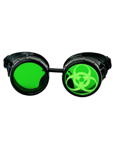Gafas Steampunk UMBRELLALABORATORY verdes redondas para cosplay