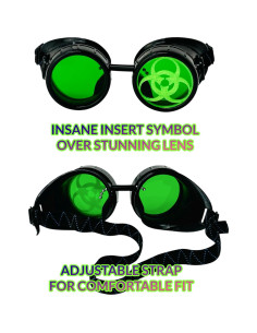 Gafas Steampunk UMBRELLALABORATORY verdes redondas para cosplay 2