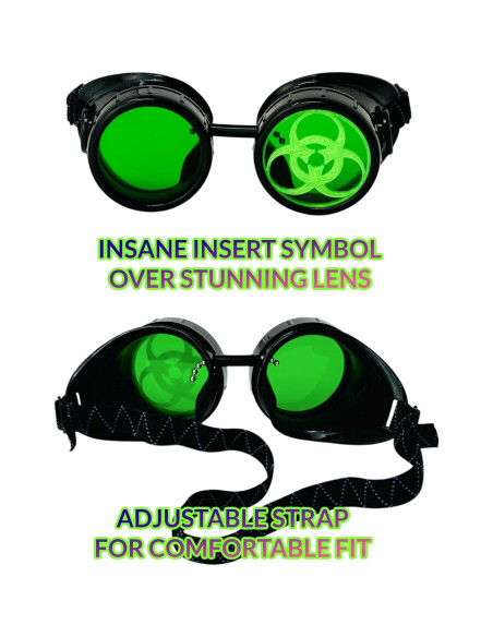 Gafas Steampunk UMBRELLALABORATORY verdes redondas para cosplay