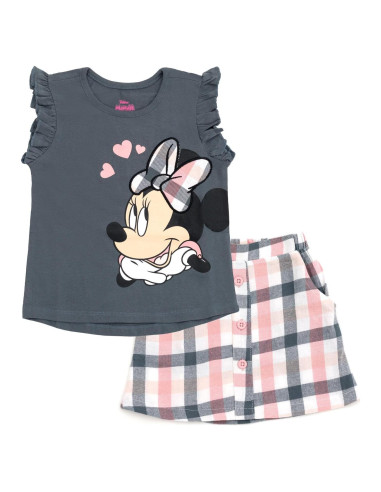 Conjunto Disney Camiseta y Falda a Cuadros Niña Minnie Mouse