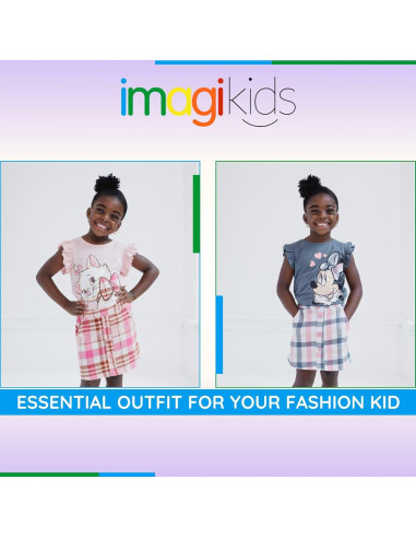 Conjunto Disney Camiseta y Falda a Cuadros Niña Minnie Mouse