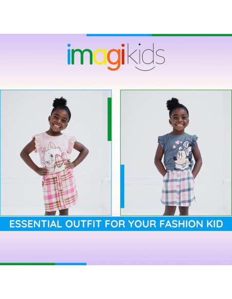 Conjunto Disney Camiseta y Falda a Cuadros Niña Minnie Mouse