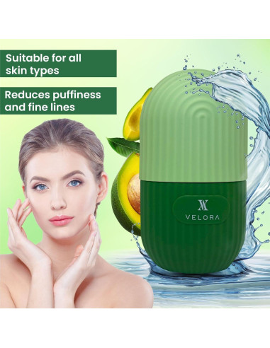 Rodillo de Hielo Facial Velora Verde Aguacate - Alivio Piel