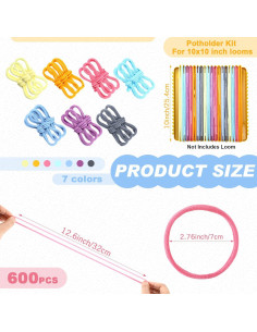 Kit de Tejido Daifunli 600 Lazos Potholder 25.4 cm Multicolor 2