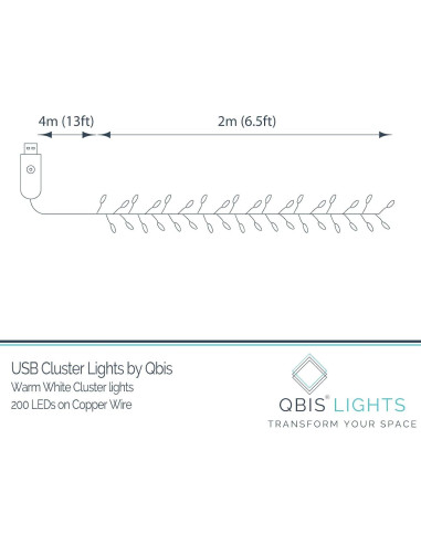 Luces de Cúpula LED Calida 200 Micro LED USB Qbis