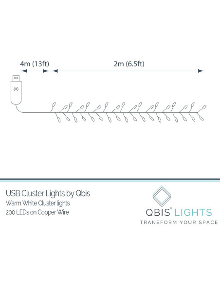 Luces de Cúpula LED Calida 200 Micro LED USB Qbis