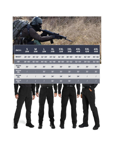 Pantalones Cargo Tácticos Livianos KFUBUO Hombre 34x81 cm Negro