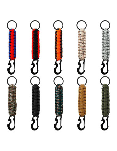 10 Llavero de Paracord con Carabiner y Abrebotellas - Multicolor