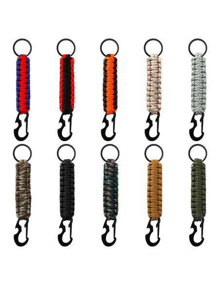 10 Llavero de Paracord con Carabiner y Abrebotellas - Multicolor