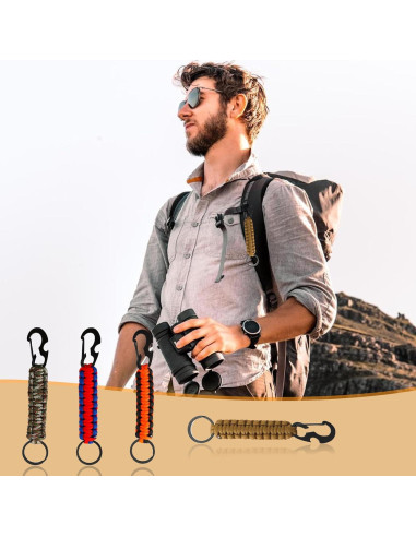 10 Llavero de Paracord con Carabiner y Abrebotellas - Multicolor