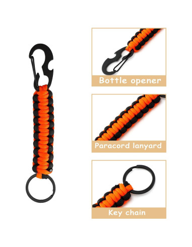 10 Llavero de Paracord con Carabiner y Abrebotellas - Multicolor