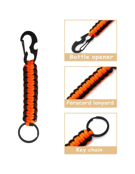 10 Llavero de Paracord con Carabiner y Abrebotellas - Multicolor