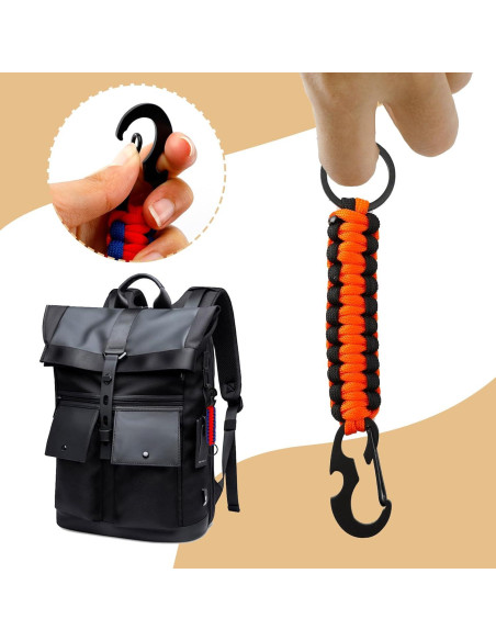 10 Llavero de Paracord con Carabiner y Abrebotellas - Multicolor