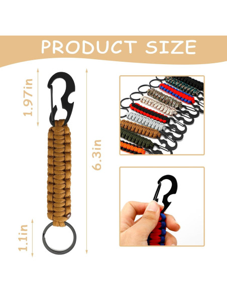 10 Llavero de Paracord con Carabiner y Abrebotellas - Multicolor