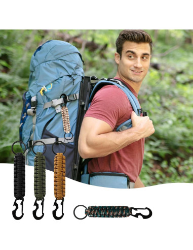 10 Llavero de Paracord con Carabiner y Abrebotellas - Multicolor