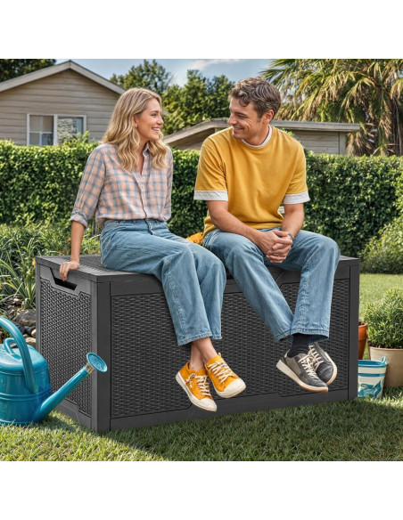 Caja de Almacenamiento YITAHOME 100 Galones Resina Negra