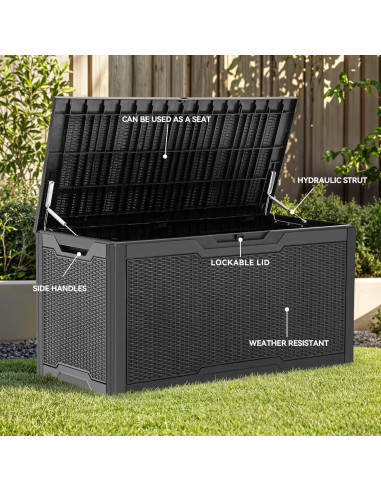 Caja de Almacenamiento YITAHOME 100 Galones Resina Negra