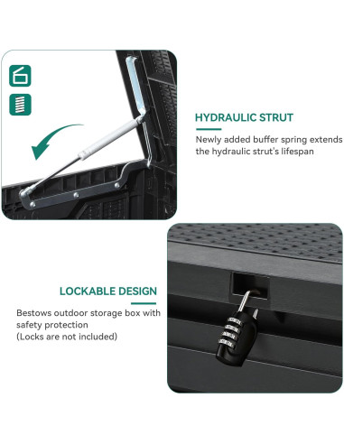 Caja de Almacenamiento YITAHOME 100 Galones Resina Negra