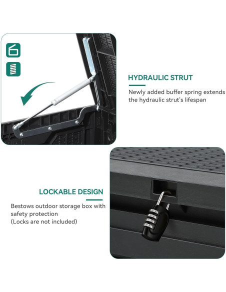 Caja de Almacenamiento YITAHOME 100 Galones Resina Negra