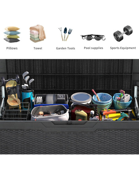 Caja de Almacenamiento YITAHOME 100 Galones Resina Negra