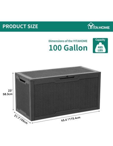 Caja de Almacenamiento YITAHOME 100 Galones Resina Negra