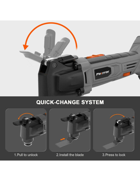 Herramienta Oscilante Inalámbrica Fexrror 20V 2000mAh 6 Velocidades