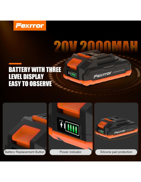 Herramienta Oscilante Inalámbrica Fexrror 20V 2000mAh 6 Velocidades