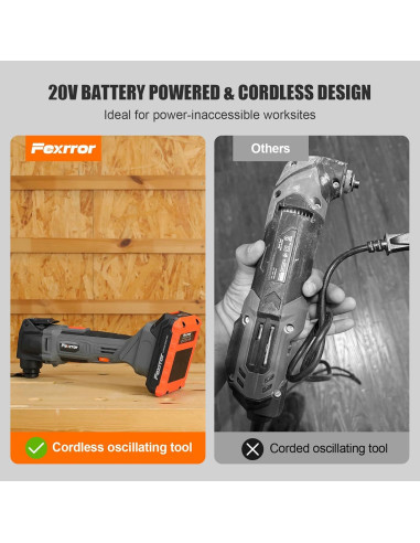 Herramienta Oscilante Inalámbrica Fexrror 20V 2000mAh 6 Velocidades