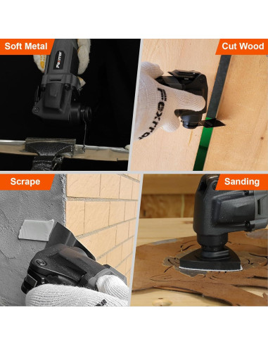 Herramienta Oscilante Inalámbrica Fexrror 20V 2000mAh 6 Velocidades