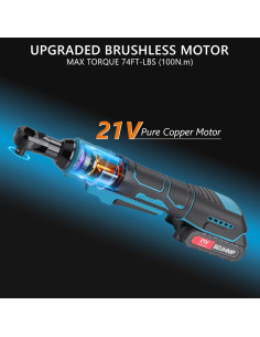 Llave de Trinquete Inalámbrica 3/8" HUAHAO 21V 74FT-LBS 2