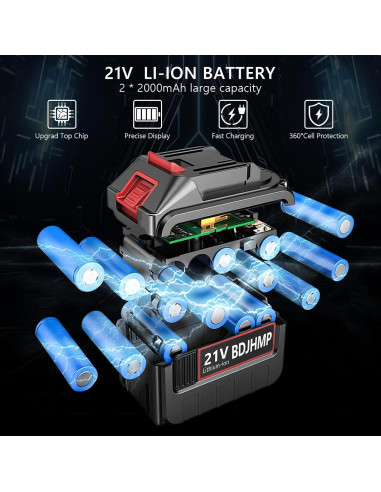 Llave de Trinquete Inalámbrica 3/8" HUAHAO 21V 74FT-LBS