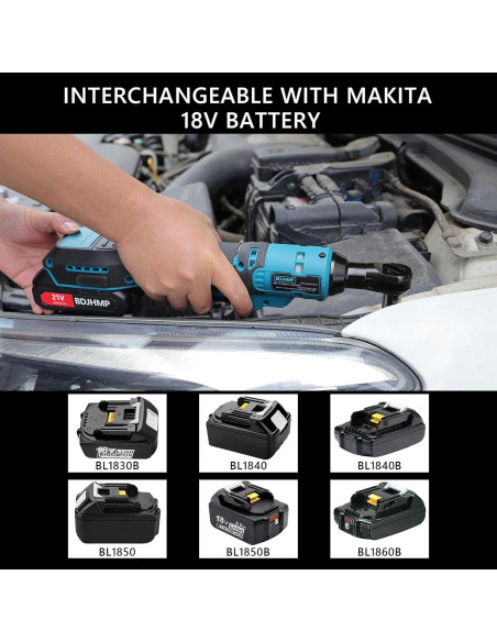 Llave de Trinquete Inalámbrica 3/8" HUAHAO 21V 74FT-LBS