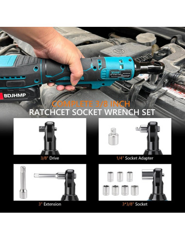 Llave de Trinquete Inalámbrica 3/8" HUAHAO 21V 74FT-LBS