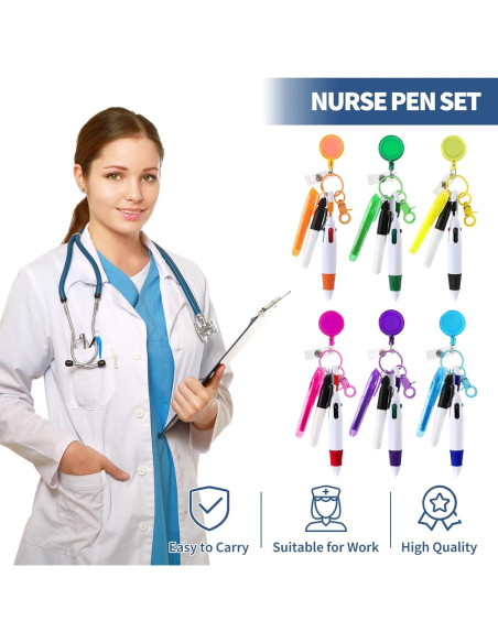 Conjunto de Plumas de Enfermera Whaline 30 Piezas 6 Colores