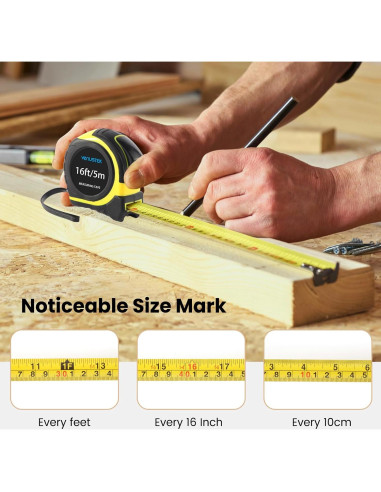 Cinta Métrica 10M VENUSTEK Profesional con Clip y Cuchilla Ancha