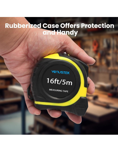 Cinta Métrica 10M VENUSTEK Profesional con Clip y Cuchilla Ancha