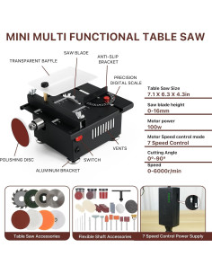 Sierra de Mesa Mini YSJWAER 100W Portátil Ajustable 16mm 2