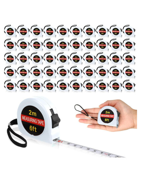 Cinta Métrica Mini Retráctil Copkim 2M 50 Piezas Blanca