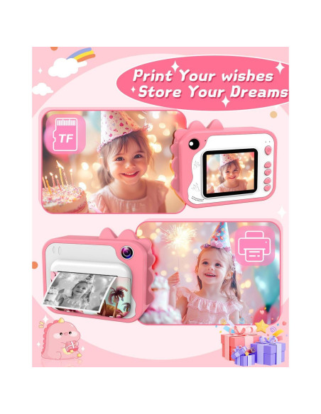 Cámara Instantánea Usteetic para Niños 20MP Rosa con Video 1080P