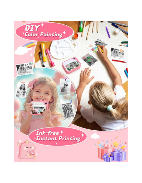 Cámara Instantánea Usteetic para Niños 20MP Rosa con Video 1080P