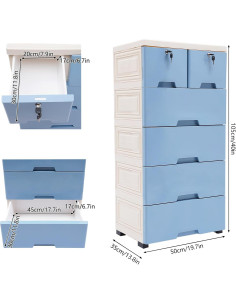 Cómoda de Plástico YUYANSHOP 6 Cajones Alta Resistencia Azul 2