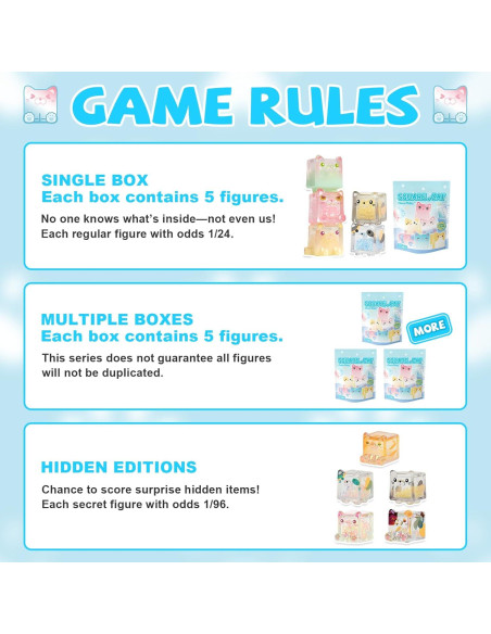 Figuras de Gatos Cuadrados Brillantes Choco Teddy - Caja Ciega 5 Pzs