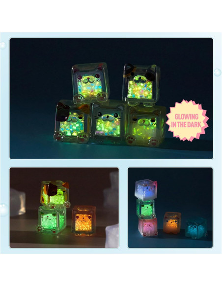 Figuras de Gatos Cuadrados Brillantes Choco Teddy - Caja Ciega 5 Pzs