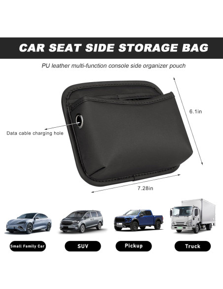 Organizador de Asiento de Coche SHMZK de Cuero Napa Negro