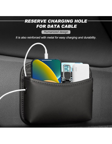 Organizador de Asiento de Coche SHMZK de Cuero Napa Negro