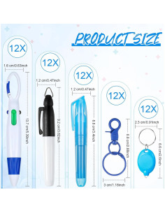 60 Bolígrafos Retráctiles Chinco con Llavero y Linterna LED 2